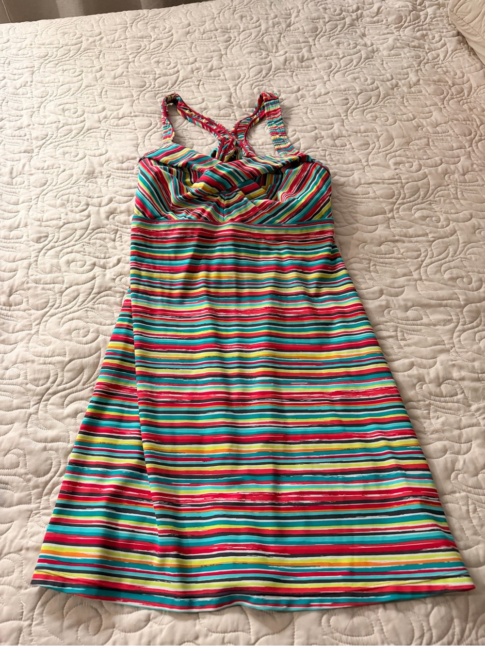 ATHLETA Salina Striped Swim Dress Size Large